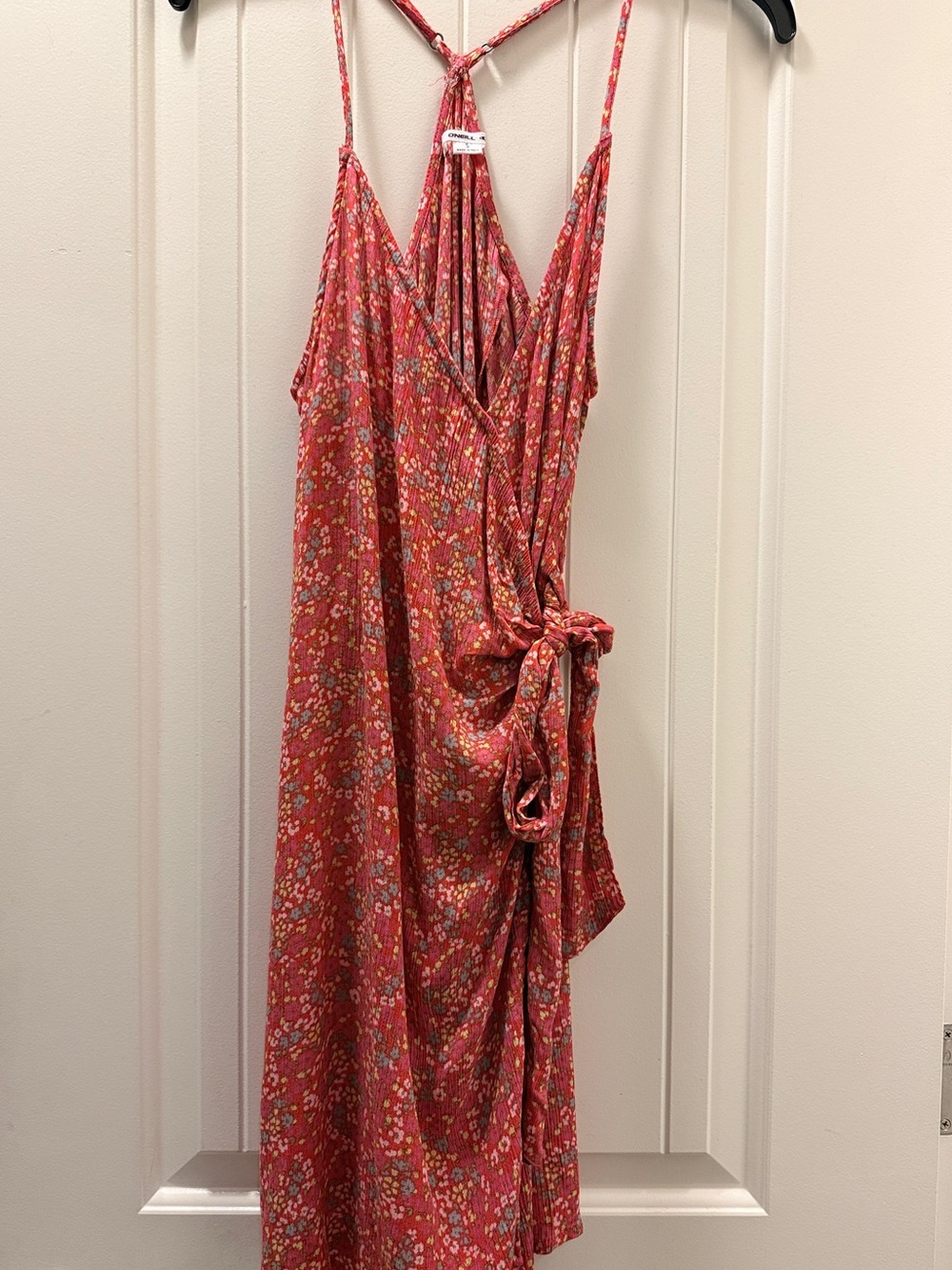 O'Neill Coral Floral Wrap Midi Dress